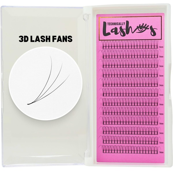 Technically Lashes 3D Premade Lash Fans (0.10 volume) 240pcs D