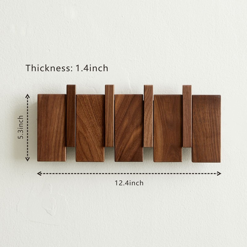 QUELLANCE Wooden Coat Hooks Wall Mounted, Coat Rack Hanger Wall