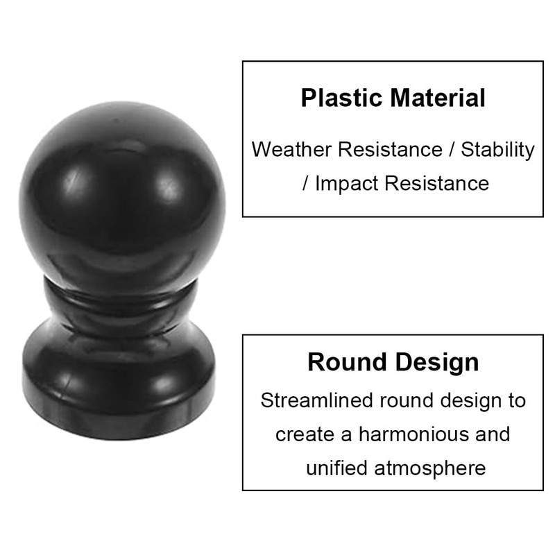SEIWEI Flagpole End Piece Ball Head Plastic Black Flag Poles