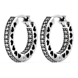 LeCalla 925 Sterling Silver Rhodium-Plated CZ Round Huggie Hoop Earrings for Women Teen 22mm