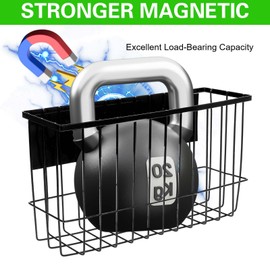 2Pcs Magnetic Metal Basket Organizers Large & Small, Magnetic Basket Organizer Shelf Rack for Refrigerator, Versatile Storage for Kitchen & Office, Easy Attach to Refrigerator or Any Magnetic Surface