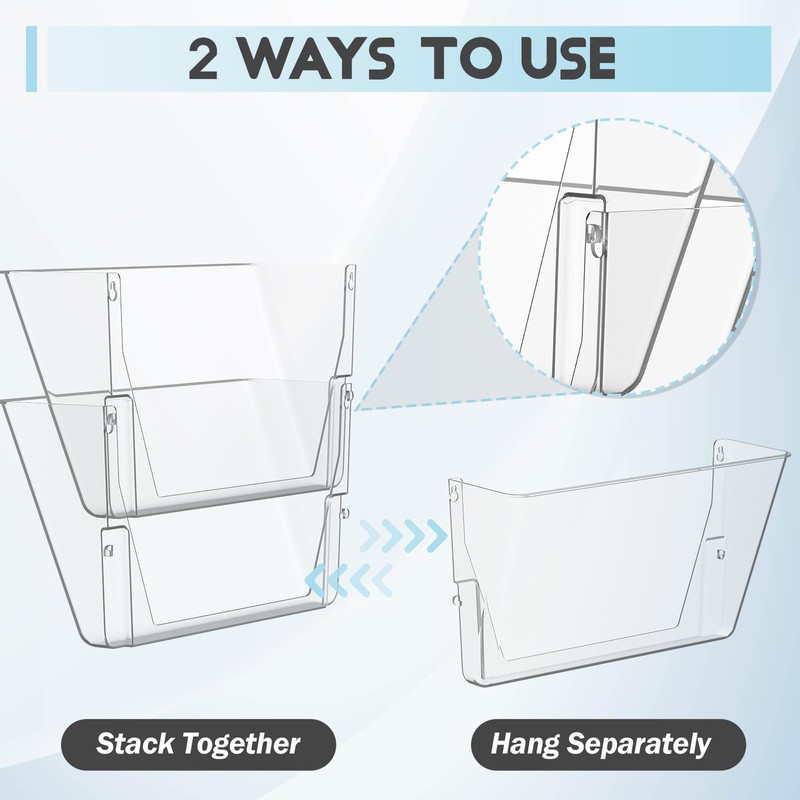 Gawerk Clear Acrylic Single Pocket, Plastic Hanging Wall Mount File