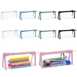 RETON Clear Pencil Pouch Transparent Pen Case, Plastic Pencil Storage Bag with Zipper, Multifunctional Waterproof Stationery Organizer for Makeup Toiletry Office for Student (10 pcs)