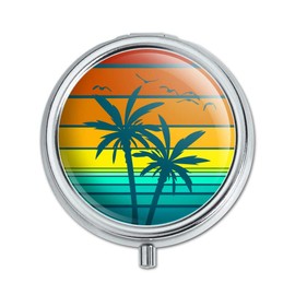 Sunset with Palm Trees Graphic Pill Case Trinket Gift Box