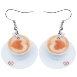 DOWAY DOWAY Acrylic Charm Coffee Cup Spoon Eiffel Tower Earrings Drop Dangle Jewelry Fashion Decoration for Women Funny Party Gifts (Rice)