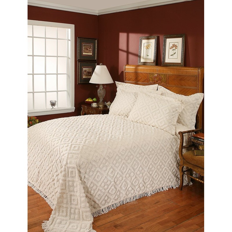Stylemaster Diamond Bedspread, King, White