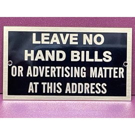 Bay Engravers No Advertising No Handbills Front Door Retro Sign