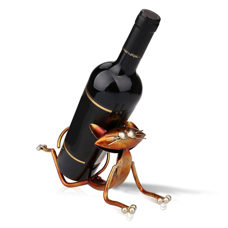 Cat Wine Holder Innovative Modern Style Decorative Metal Cat Shaped