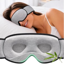 YFONG Sleep Mask for Side Sleepers Women Men, Soft & Breathable Bamboo Viscose Eye Mask for Sleeping, 100% Blackout 3D Eye Cover, Wider Adjustable Hoo
