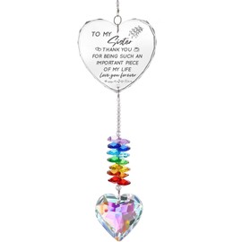 Crystal Heart Suncatcher Gifts for Sister, Window Hanging Crystal Prism Sun Catcher Rainbow Maker, Best Sister Birthday Present from Sisters Brothers