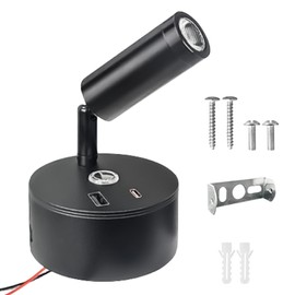 12 V LED Reading Lamp Motorhome, Rotating Bed Lamp Wall Lamp with USB A+C Connections, 12 V Lamp Caravan Touch Control 3 Colour Modes Stepless Dimmable for Boat Car Camper Van Yacht Interior Lighting