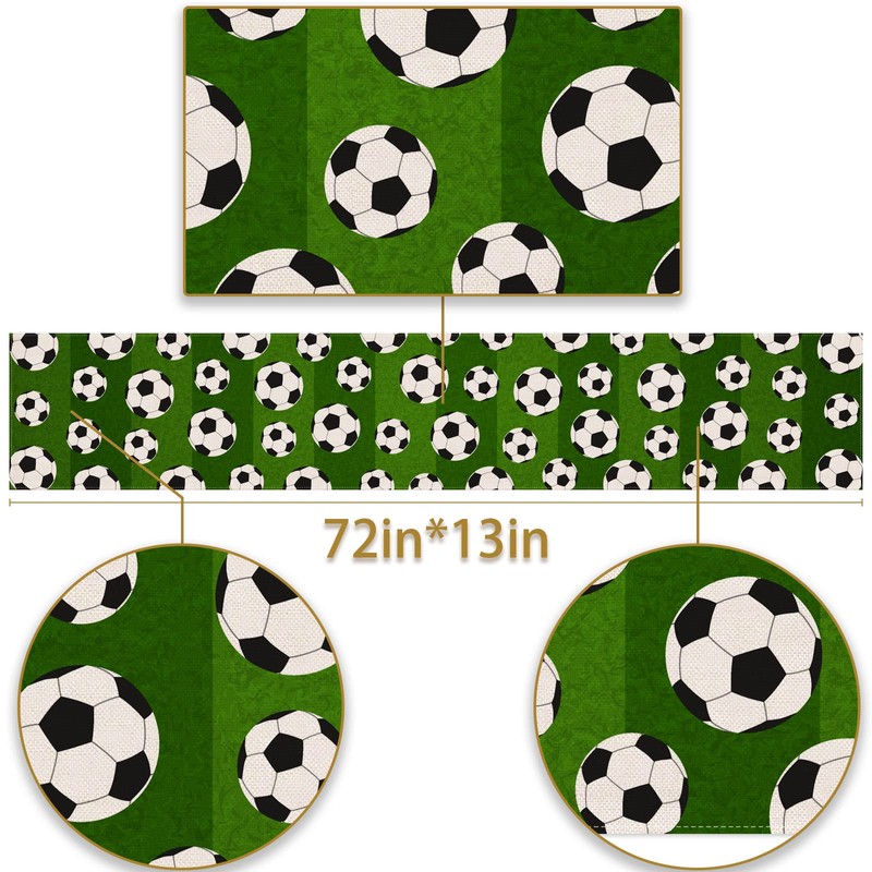 Pudodo Soccer Table Runner Sport Baby Shower Tablecloth Soccer Theme
