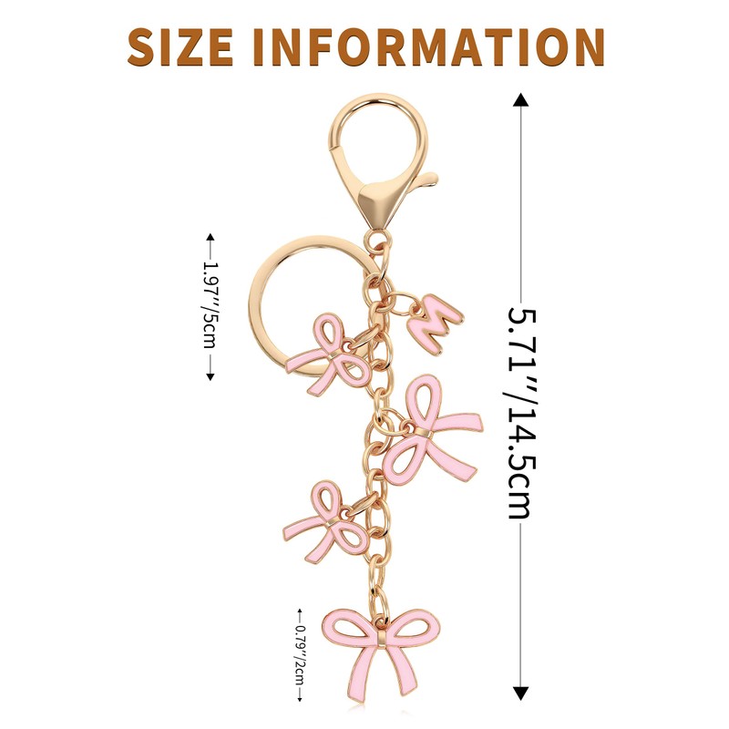 Popizard Bow Purse Charms Keychain - M Pink Bow Alphabet