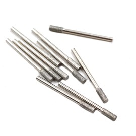 Preamer 1/8" Shank Diamond Coated Cylindrical Grinding Mounted Point Bits Burrs Fits Dremel Type Rotary Tool 4 mm Head 10 pcs