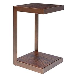 Jofran Global Archive Solid Acacia and Steel C End Table, 15''L x 15''W x 24''H, Copper