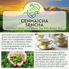 Genmaicha Sencha Green Loose Leaf - Premium Green Tea With Roasted Brown Rice (300g)