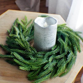 Katflyee 6ft Real Touch Norfolk Pine Garland, Realistic Christmas Garland Natural Green Artificial Greenery Garland for Table, Mantle, Stair Railings, Wall, Outdoor Christmas Decoration-1Pcs