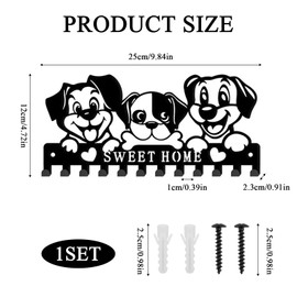 witeup Metal Key Holder, Key Holder Black with 12 Hooks, Key Hooks Cute Dog Pattern, Key Ring for Wall, Kitchen, Entrance, Hallway, Bedroom, Front Door, Living Room