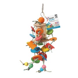 HARI Smart Play Enrichment Parrot Toy for Medium Birds, Coconut Merry-Go-Round, 35 cm H (13.8 in)
