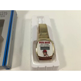 Unbranded Vintage NOS Pete Rose Digital Quartz Watch in Original Box Hong Kong Gold Band