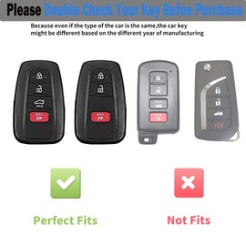 LJMTBKAN for Toyota Key Fob Cover,Aluminum Leather Key Case Compatible with 2018-2022 RAV4 Highlander Avalon C-HR Prius Corolla Smart Key Anti-dust Full Protection Accessories