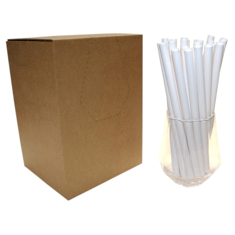 White Paper Straws (10mm x 200mm) - Pack Size 200