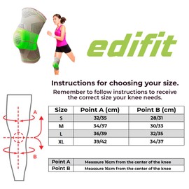 EDIFIT, Knee Support for Men and Women, Knee Support, Crossfit, Meniscus, Compression, Adjustable, with Side Stabilisers and Gel Pads (Yellow, XL)