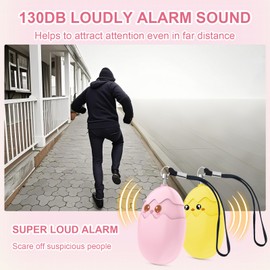Pocket Alarm 130 dB, Personal Alarm for Women, Keychain with LED Light for Self-Defense, Emergency Shrill Alarm for Children and Seniors