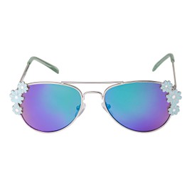 Ultra Kids Sunglasses - Classic Pilot Style UV400 Protection - Durable Metal Frames & Polycarbonate Lenses - Retro Look for Boys Girls - Stylish Sunglasses for Children - Green Mirrored 3-9yrs