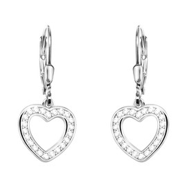 SOFIA MILANI - Women's Earrings 925 Silver with Zirconia Stones - Heart Earrings, Sterling Silver, Cubic Zirconia