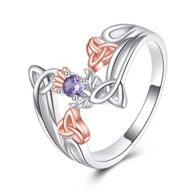 HUKKUN Scottish Thistle Ring 925 Sterling Silver Scottish Jewelry Gifts for Women Size 7