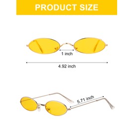 18 Pairs Vintage Slender Oval Sunglasses Small Metal Frames Designer Gothic Glasses Candy Colors Retro Hippie Eyewear for Women Men