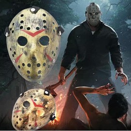 SCGEHA Jason Friday the 13th Mask Scary Horror Cosplay Halloween Costume with Axe and 2 Balloons