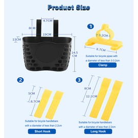 LIFTATAPA Kids Bike Basket, Children’s Bicycle Basket with Adjustable Straps Bike Front Basket for Boys Girls Kids,Strong Load Bicycle Handlebar Basket for Outdoor Cycling (Black)