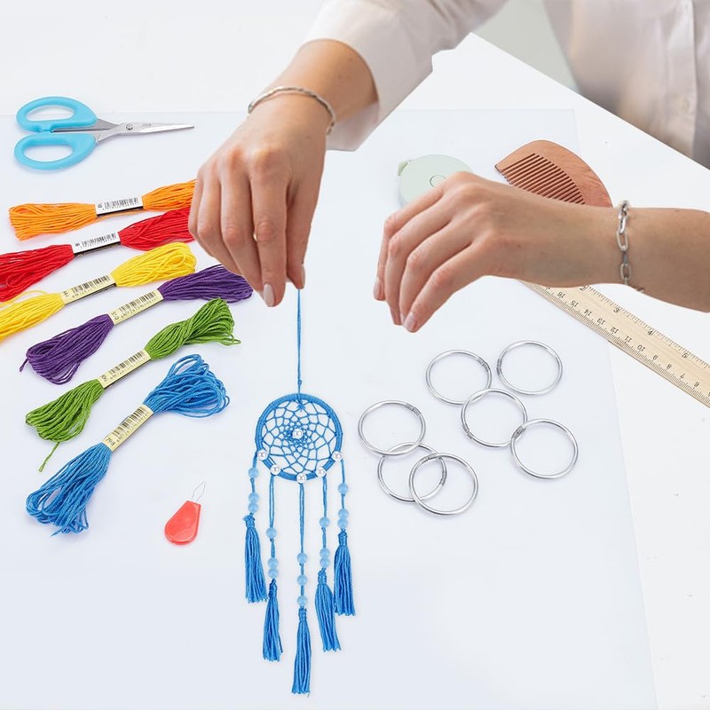 INFUNLY 12 Sets Small Dream Catcher Kit Boho DIY Mini