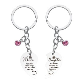CGBOOM Mother Daughter Heart Matching Keyring Set Keychain Gifts For Mum Mothers Day Christmas Birthday Presents From Daughter (2 Pcs)