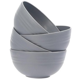 Unbreakable Wheat Straw Cereal Bowls Set of 4, 24 OZ Microwave and Dishwasher Safe Lightweight Soup and Salad Bowl Sets, Reusable Dessert Bowls for Rice, Pasta, Snack, Fruit, BPA Free (Gray)