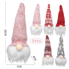 Pack of 5 Christmas Decoration Figures, Christmas Gnome with Light, Gnome Figures, Christmas Decoration, Illuminated, Christmas Gnome Set for Christmas Decoration, Office, Indoor Window Decoration