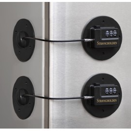 Fridge Lock Combination, Refrigerator Lock for Kids, Fridge Locks for Kids - Take Care of your Family with Freezer Lock by Strongholden - No Keys Needed (Black & Round, 2pcs)