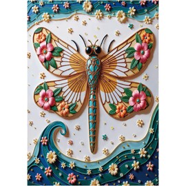 Dragonfly 1000 Piece Jigsaw Puzzle for Adults, Rocorose Painted Dragonfly Puzzles Unique Beautiful Flowers Family Puzzle Nature Floral Challenging Games Gift for Animal Insect Lover