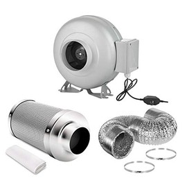 iPower 4 Inch 154 CFM Inline Ventilation Fan with Variable Speed Controller and 4” Air Carbon Filter 8 Feet Ducting, Combo Set for Grow Tent