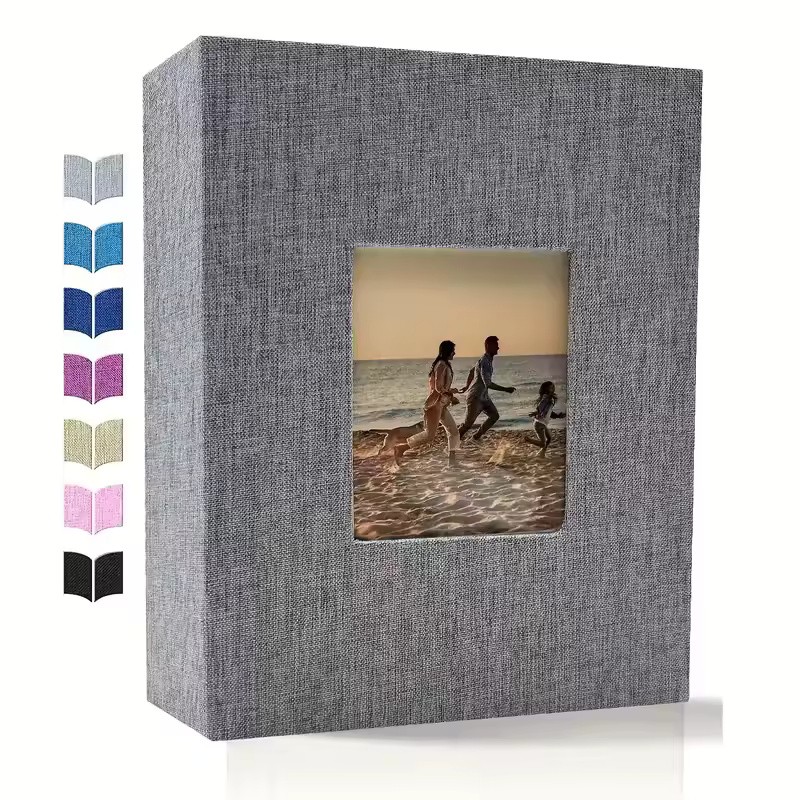 Linen 4x6 Photo Album with Cover Window, 200/300/600 Pockets
