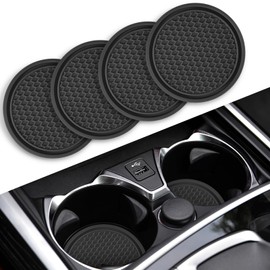Car Cup Coaster, 4 Pcs Universal Non-Slip Cup Holders Embedded in Ornaments Coaster, 2.75 Inch Diameter for Most Cars, SUV, Truck, Jeep and Vans, Auto Interior Essential Accessories for Men Women