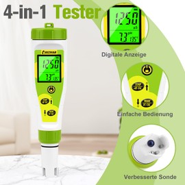 UIUZMAR pH and EC Meter Grow, PPM and pH Meter for Water Hydroponics Nutrients, Measuring PH, PPM, Conductivity, Temperature, DWC, 4-in-1 Digital pH and EC PPM Water Tester for Pool