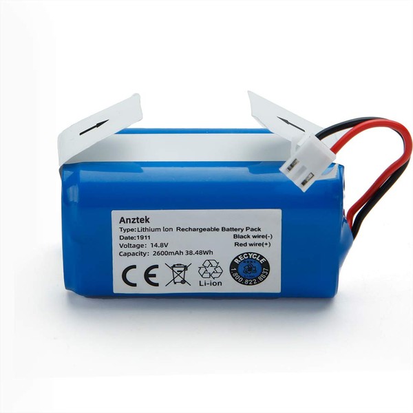 Anztek Replacement Shark Ion RVbat700 Battery for RV700,RV720,RV725,RV750 Model 14.8V 2600mAh Rechargeable Battery (3 Prong Plug)