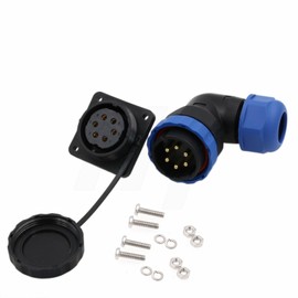 HangTon HE29 6 Pin Power Waterproof Connector 25A, Quick Disconnect Male Female Right Angle Wire Plug Panel Mount Socket, Outdoor Marine Electrical Circular Solder