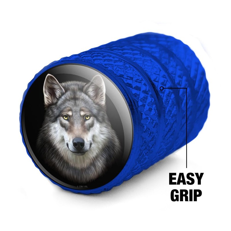 Grey Wolf Head Valve Stem Caps for Tire Rim Wheel