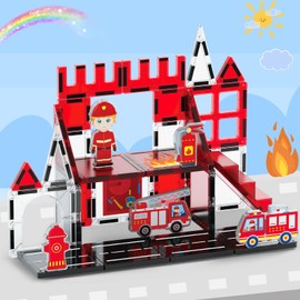 XIAPIA Magnetische Bausteine Magnetic Tiles Feuerwerk Straße Edition, Kinder Magnet Spielzueg ab 3 Jahre, Kinderspielzeug Magnetische Fliesen Geschenk für Geburtstag Weihnachten Kindertag Neujahr