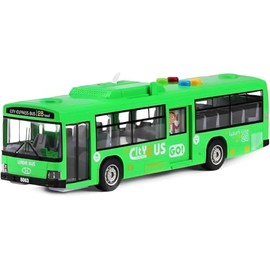 Cemirk Bus Toy for Boys and Girls Ages 1 and Up - with Lights and Sounds, Realistic Tires, Simulated Functional Doors, Friction-Powered Movement, (Green)