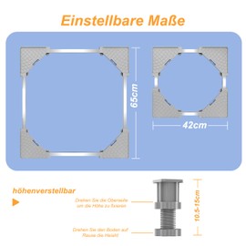 Washing Machine Base, Adjustable Washing Machine Base with 4 Feet, Non-Slip Vibration Reduction, Bear Load 200 kg for Fridge Dryer Freezer Adjustable 42-65 cm